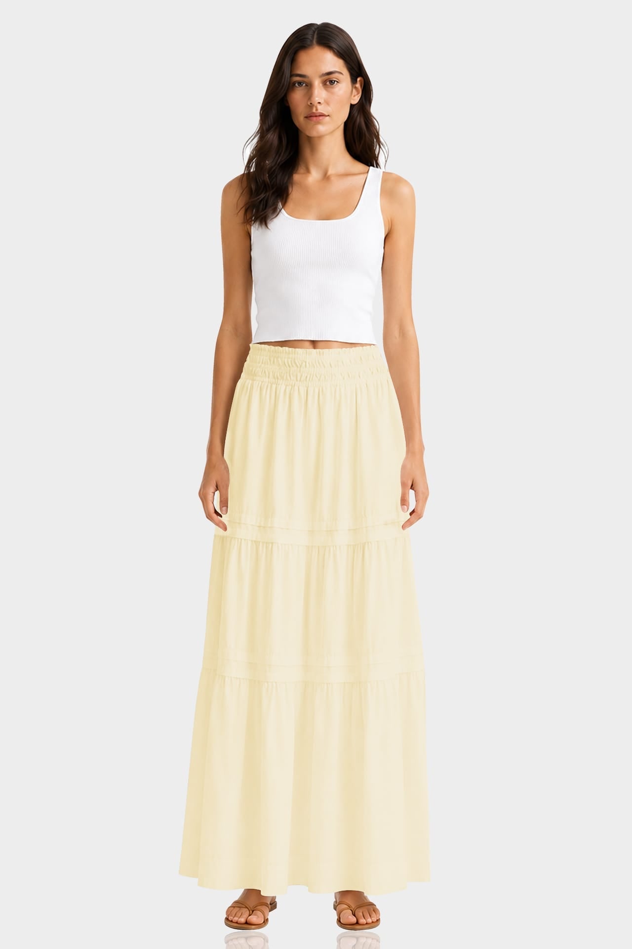 Champagne Everyday Cotton Maxi Skirt for Women – Casual Luxury Skirt