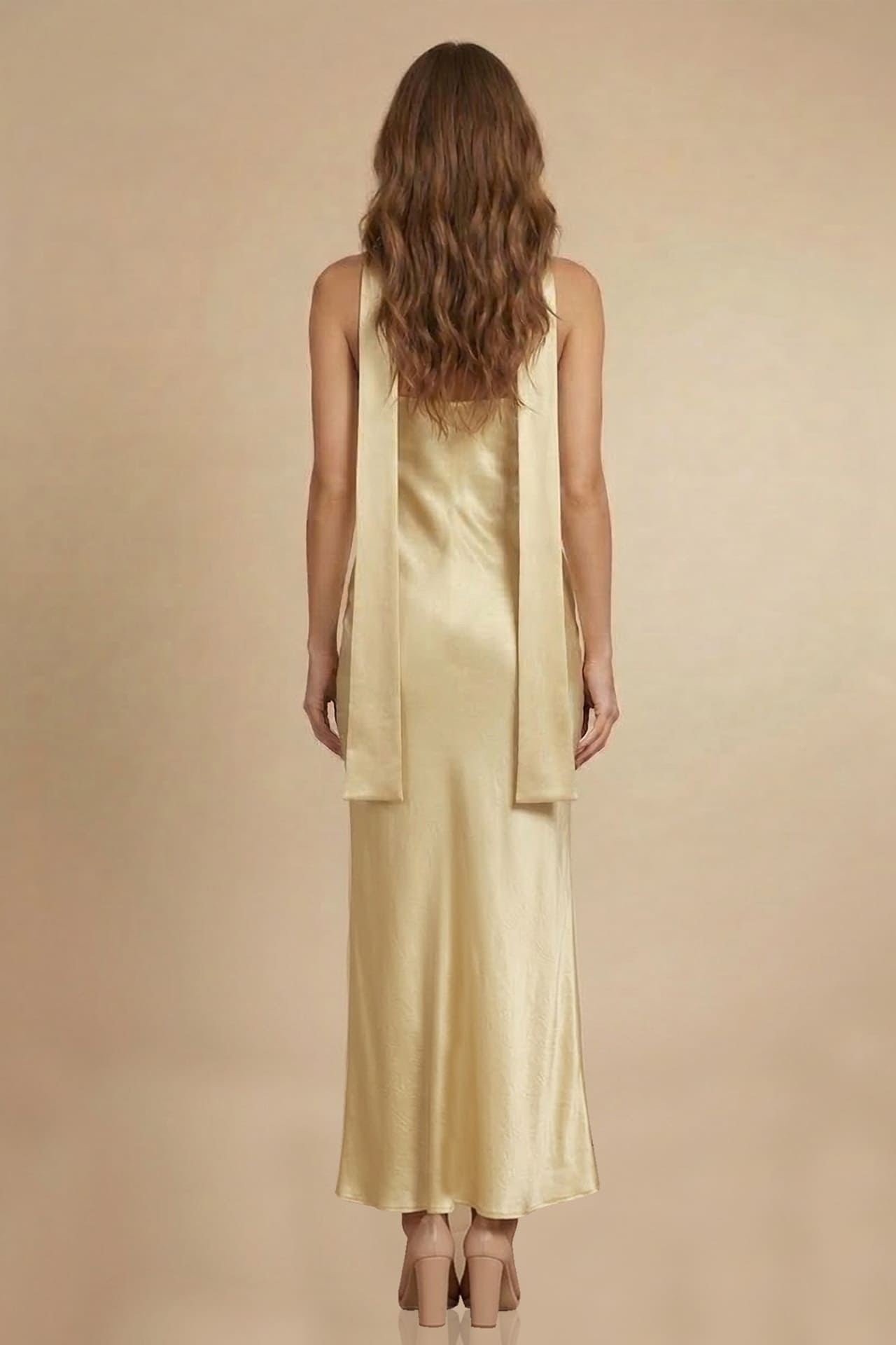 Champagne Satin Strapless Dress for Wedding Guest