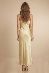 Champagne Satin Strapless Dress for Wedding Guest