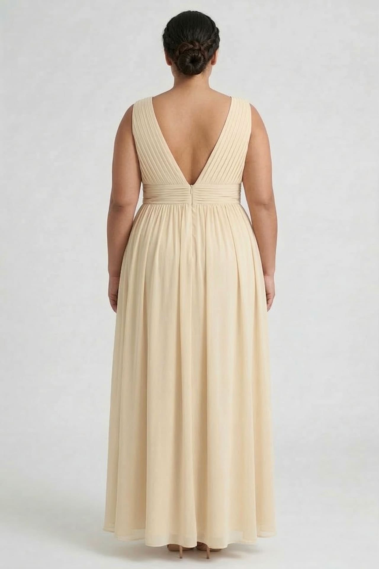Champagne Heaven A-Line Wedding Guest Dress with V Neck by Shahsi