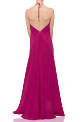 Designer Brown Maxi Handkerchief Dress