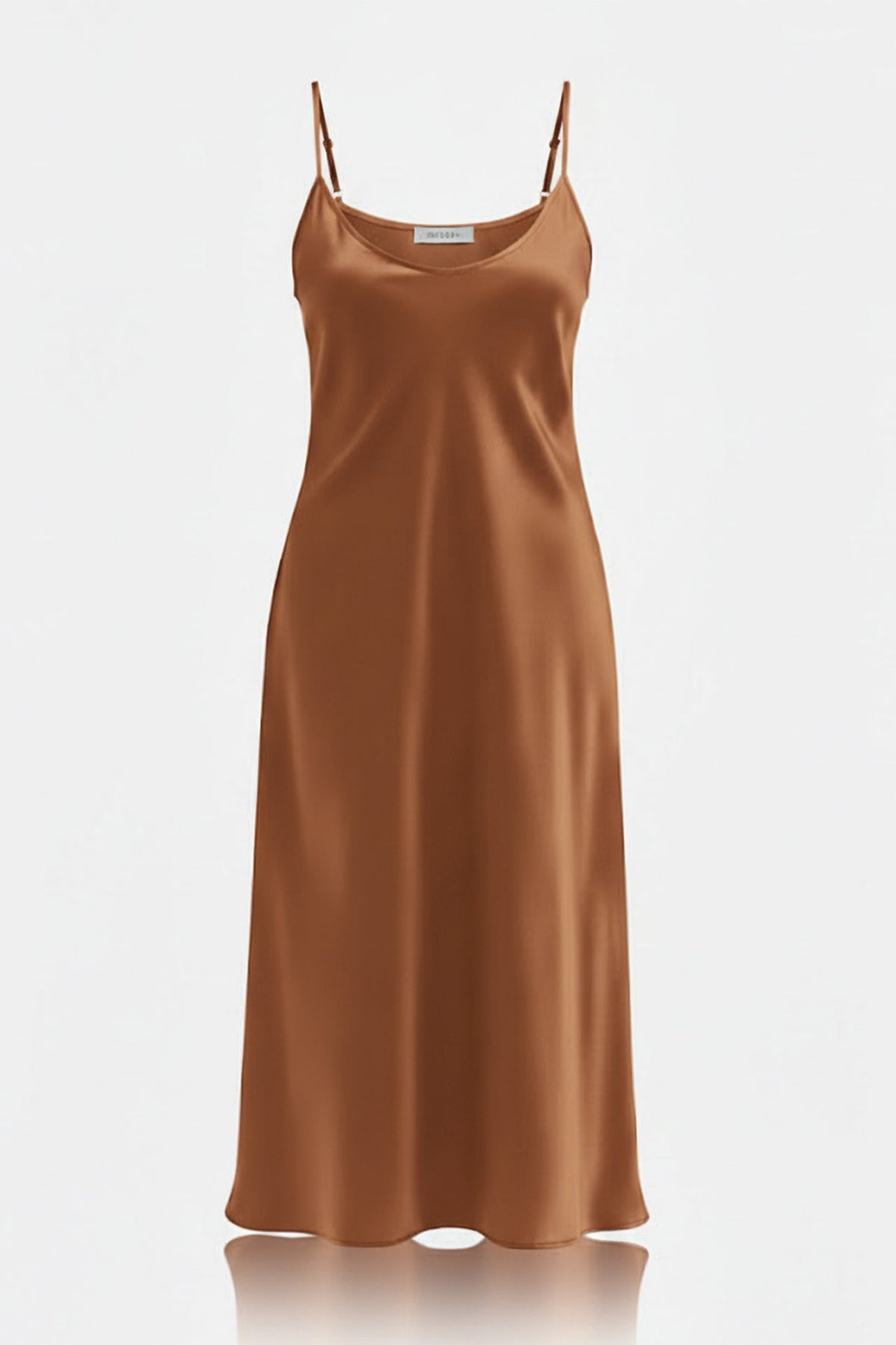 Chocolate Brown Satin Slip Dress – Luxury Brown Satin Midi Dress