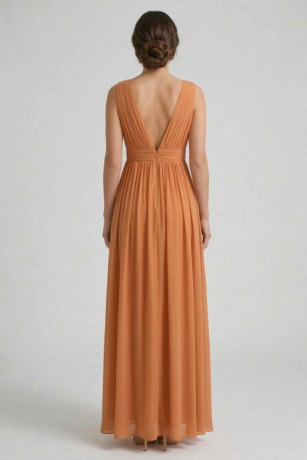 Cinnamon Heaven V-Neck Bridesmaid Dress – Warm Rustic Maxi Gown