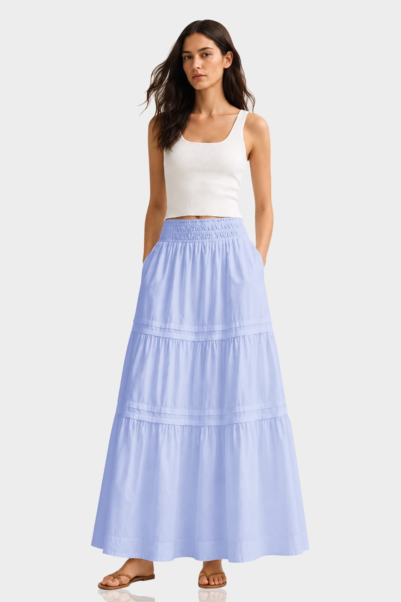 Premium Cotton Tiered Maxi Skirt – Resort Wear Maxi Skirt