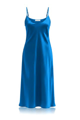 Cobalt Blue Satin Slip Dress – Bias Cut Evening & Resort Wear Midi