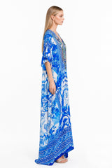 Blue Womens Vacation Wear Kaftans