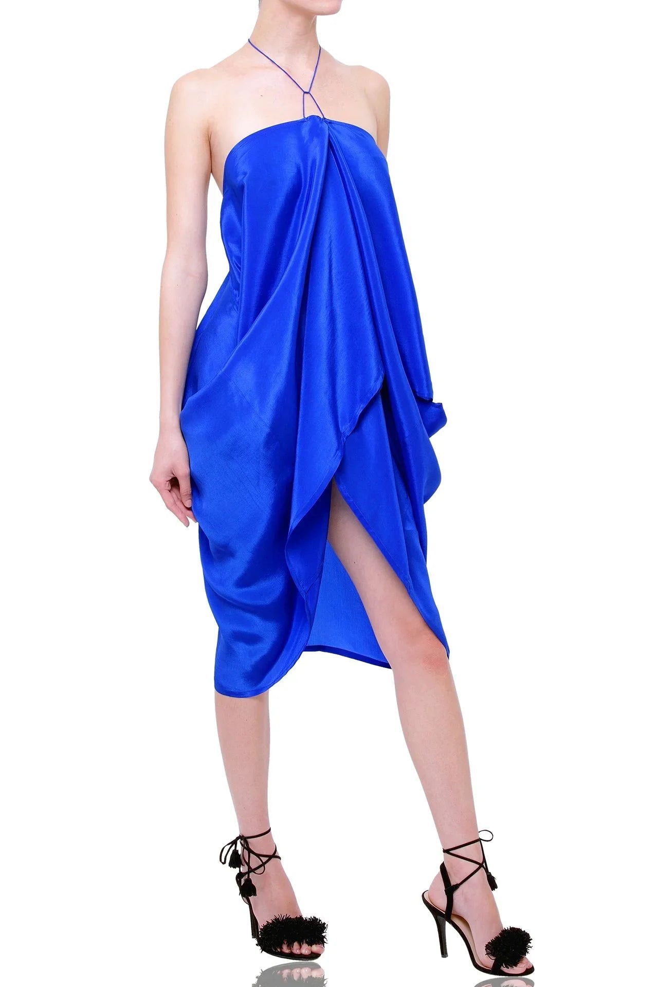 Cobalt Blue Silk Multiway Mini Kaftan Dress – Convertible Luxury for Modern Styling