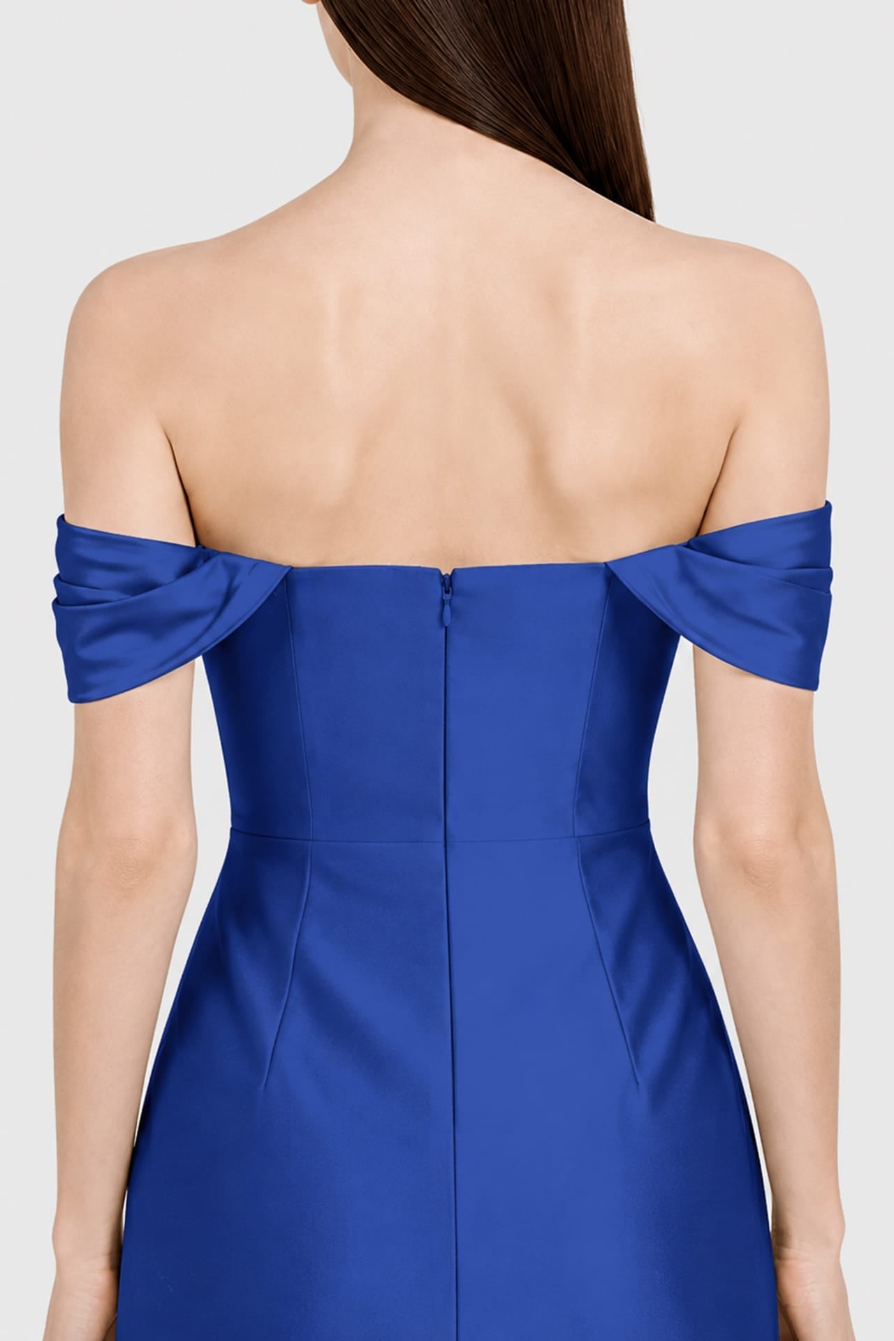 Elegant Sapphire Blue Bridesmaid Dress in Matte Satin with Side Slit