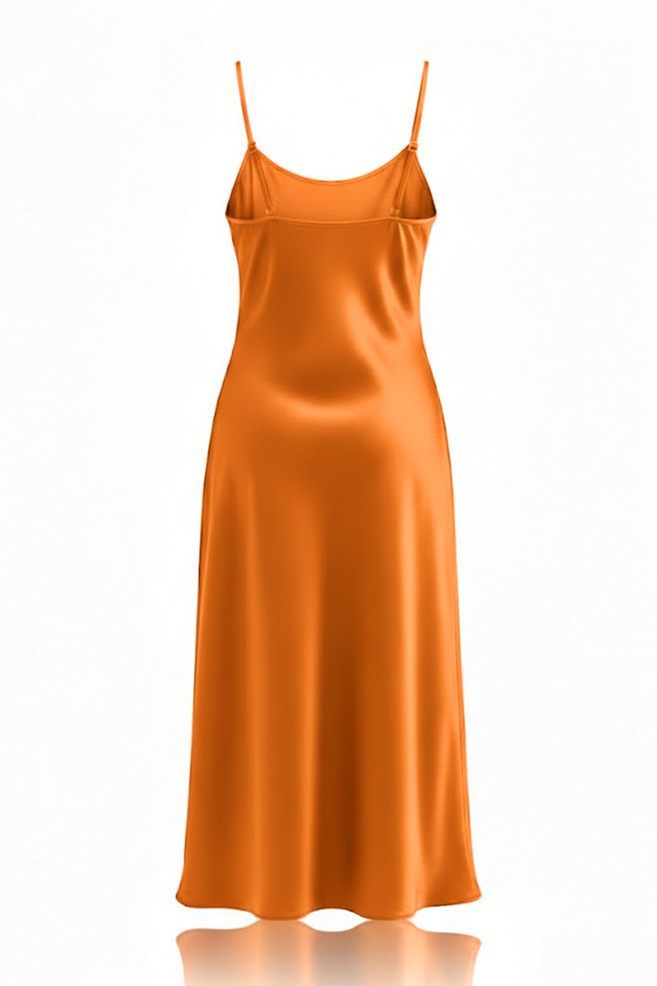 Copper Bias Cut Satin Evening Wear Dress – Luxury Slip Midi