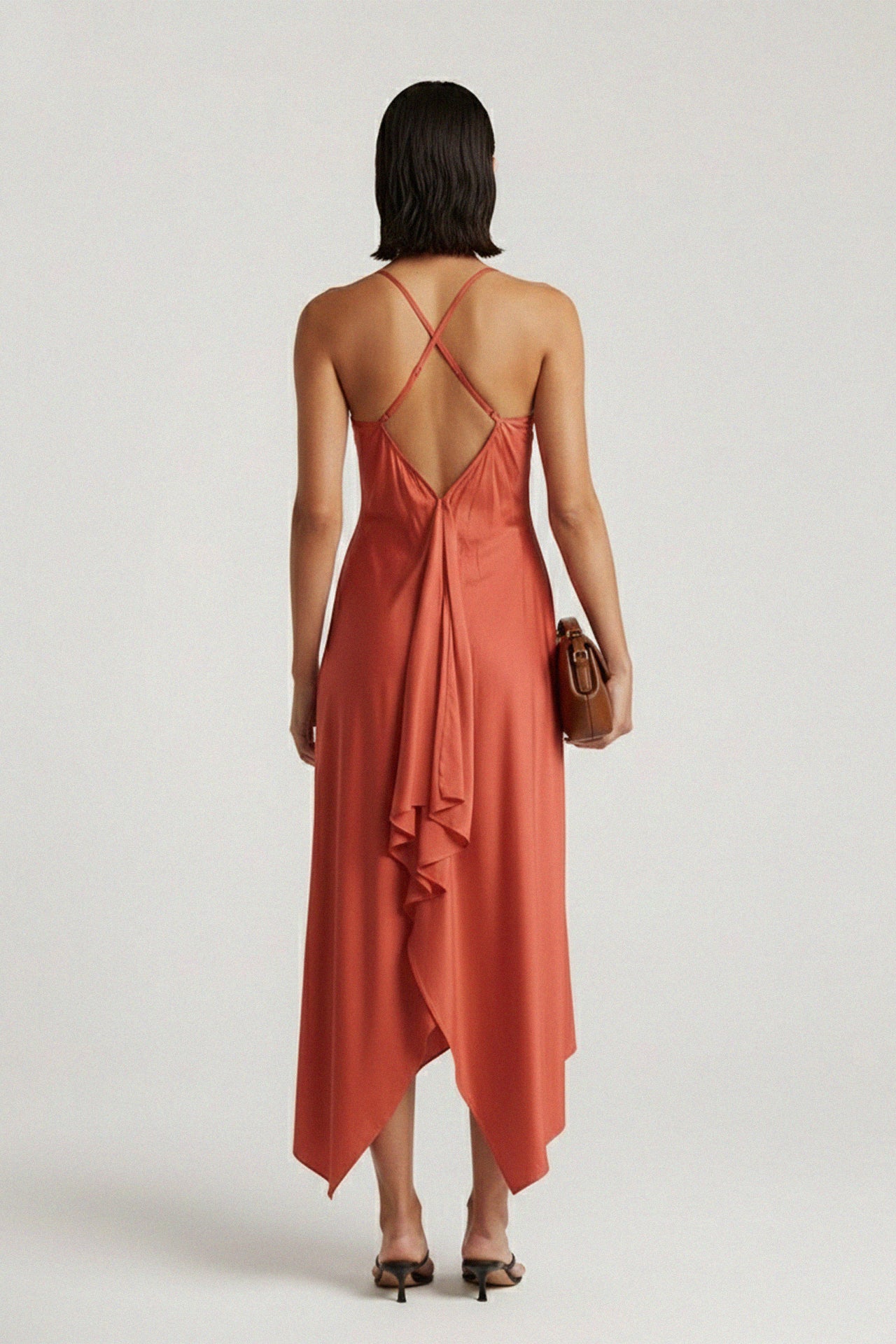 Coral Midi Slip Dress