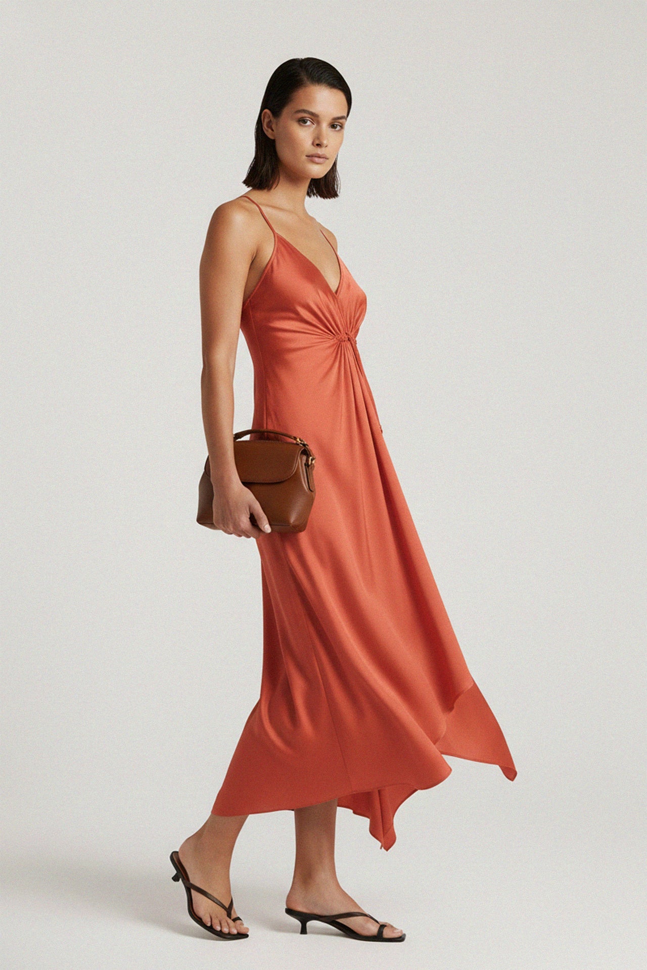 Coral Midi Slip Dress