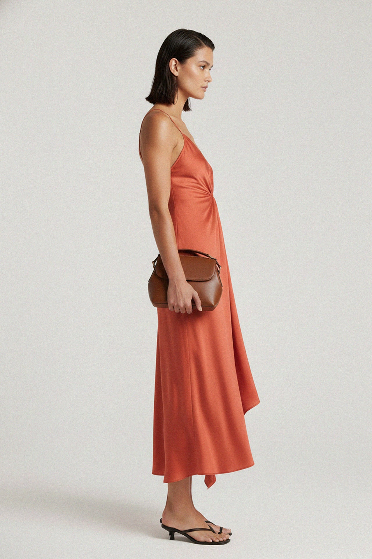 Coral Midi Slip Dress