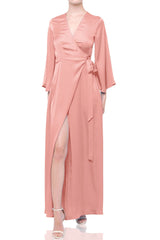 Coral Sunset Summer Wrap Maxi Dress