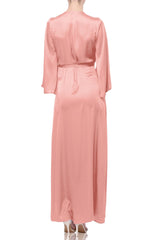 Coral Sunset Summer Wrap Maxi Dress
