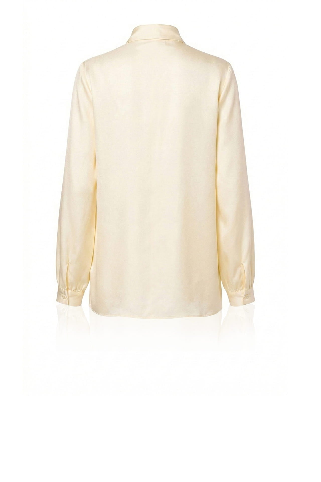 Cream Silk Twill Scarf Tie-Neck Blouse