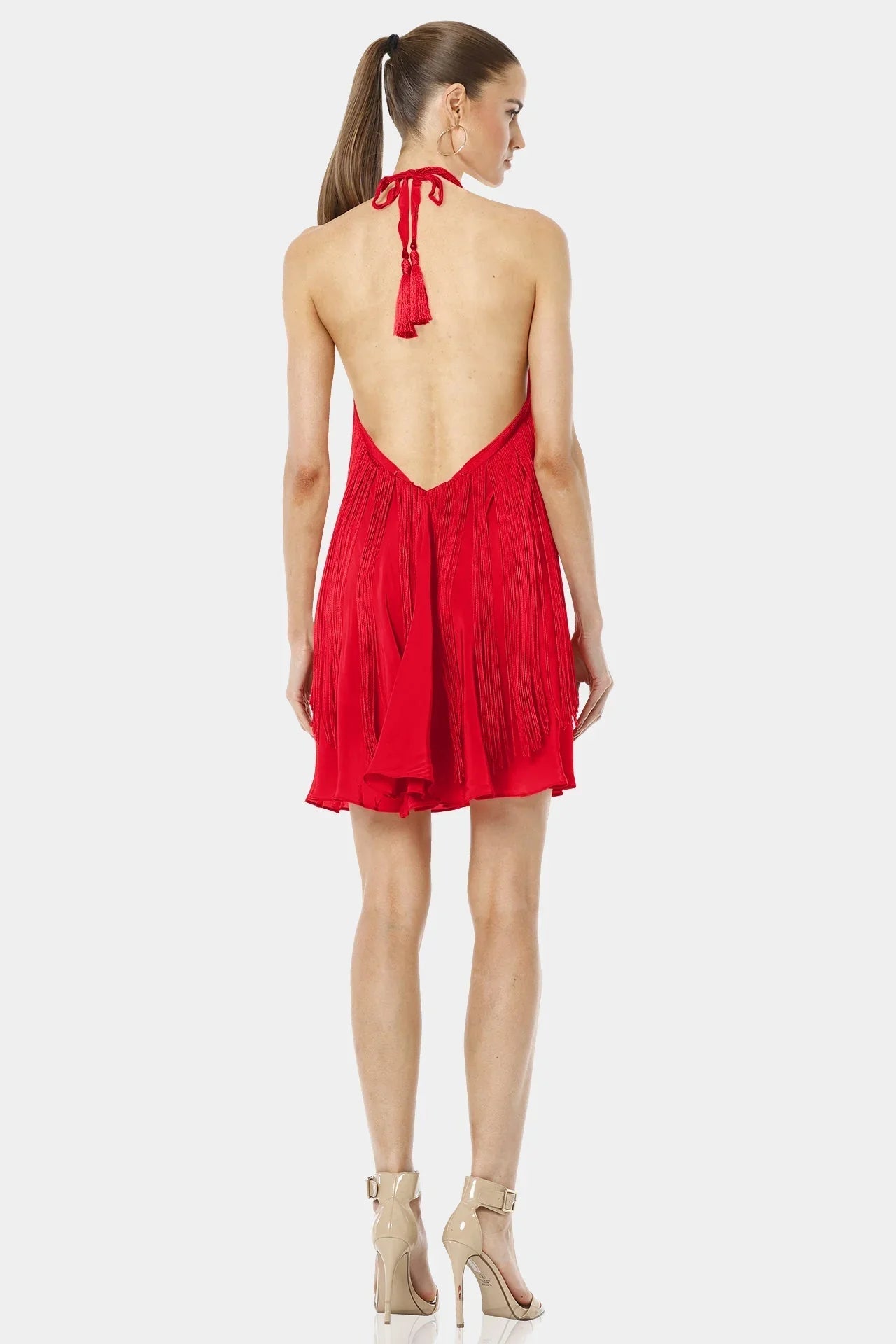 Crimson Red Mini Scarf Dress
