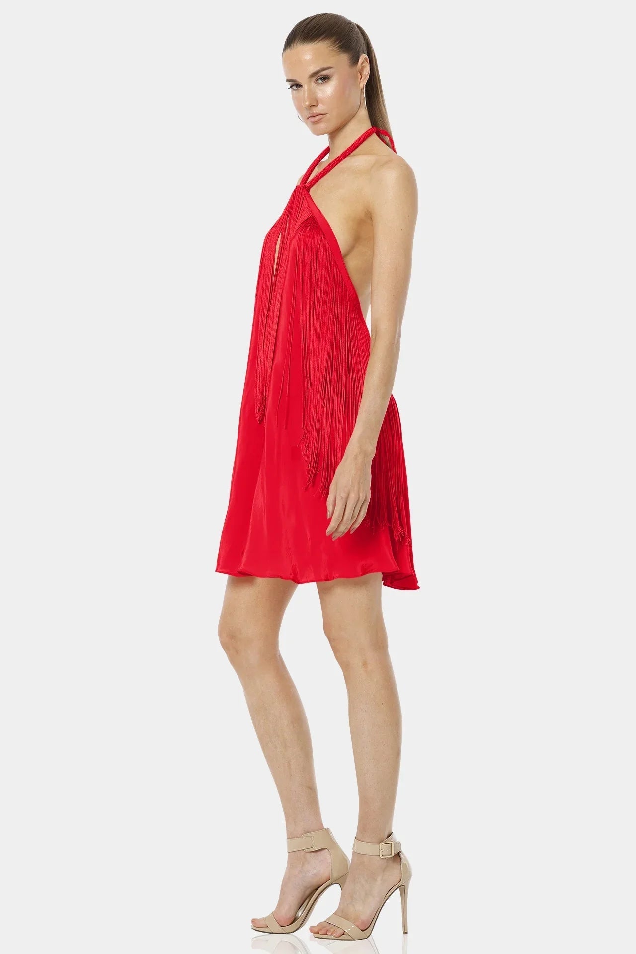 Crimson Red Mini Scarf Dress