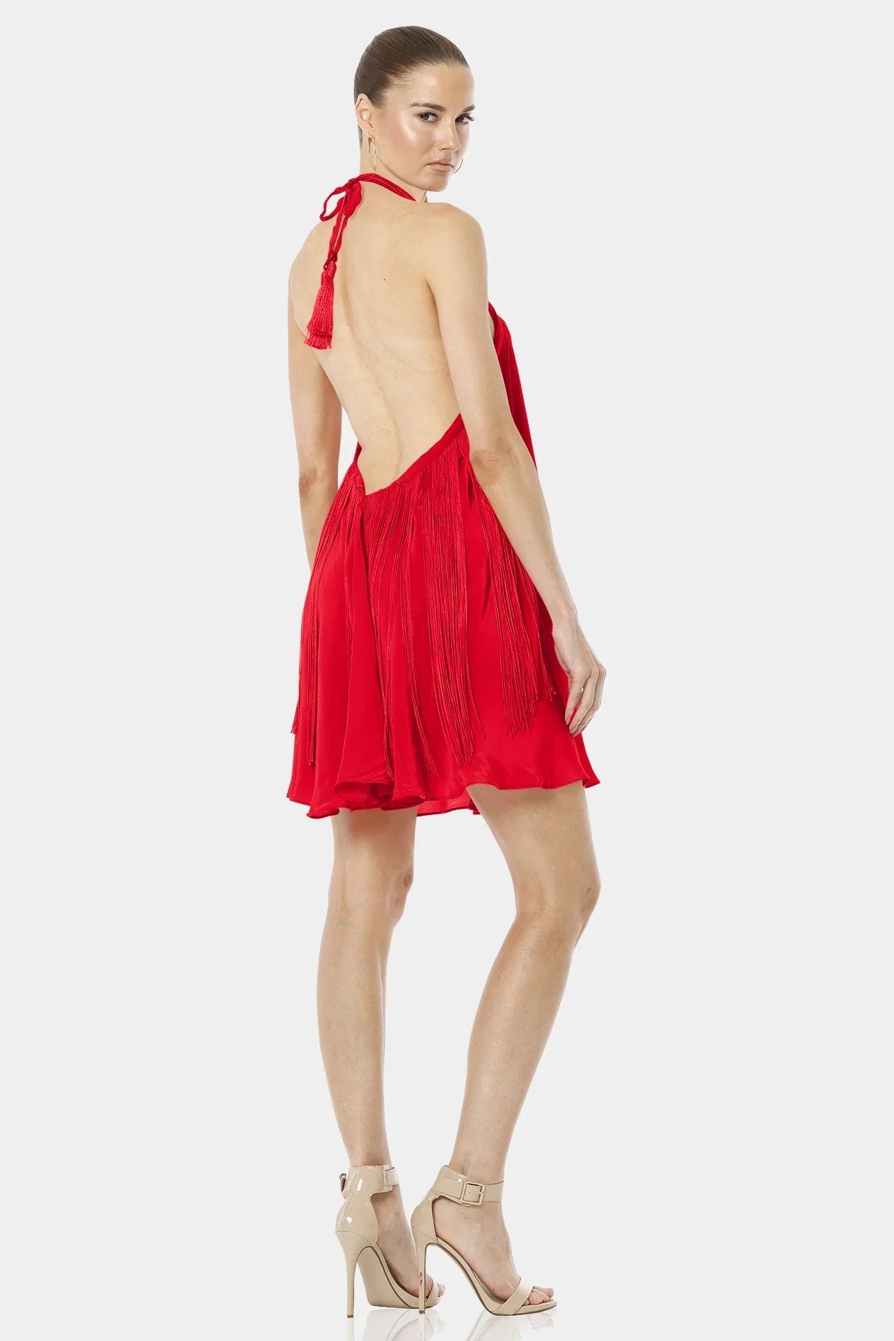 Crimson Red Mini Scarf Dress
