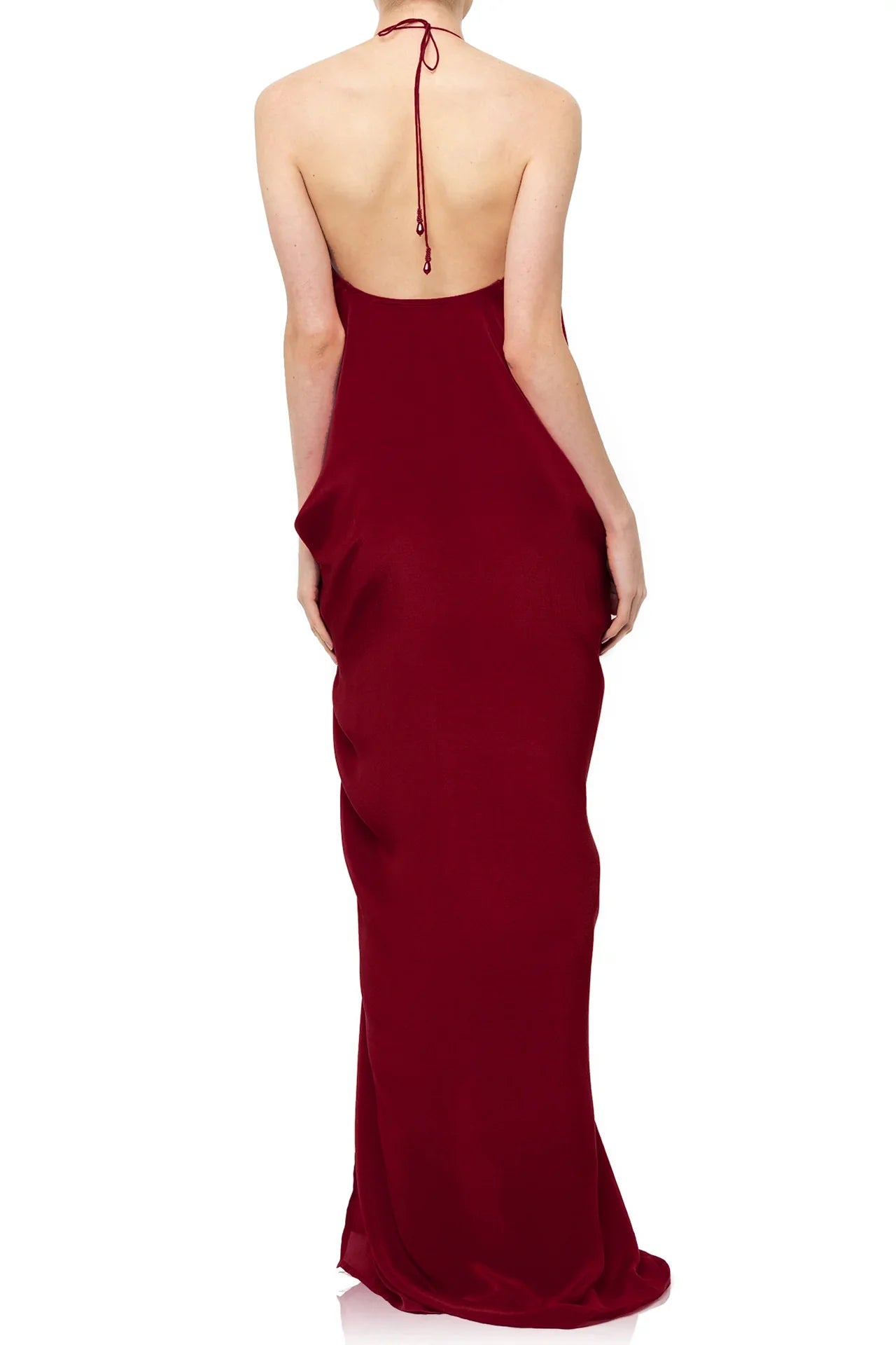 Burgundy Viscose Silk Convertible Maxi Kaftan Dress for Plus size women