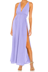 Cut Out Neck Maxi Dress in Light Purple
