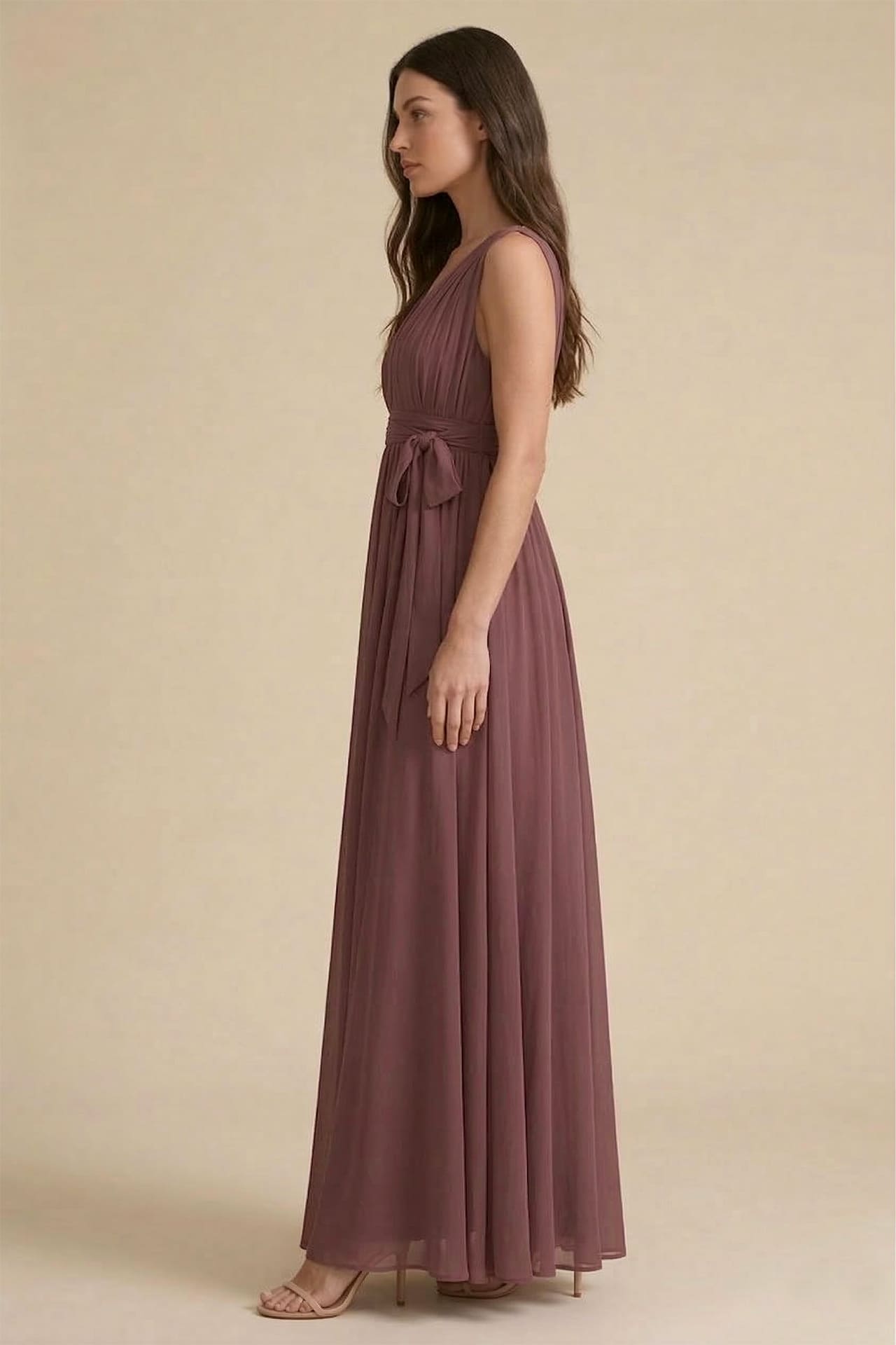 Cabernet Heaven V-Neck Bridesmaid Dress – Deep Elegant Maxi Gown