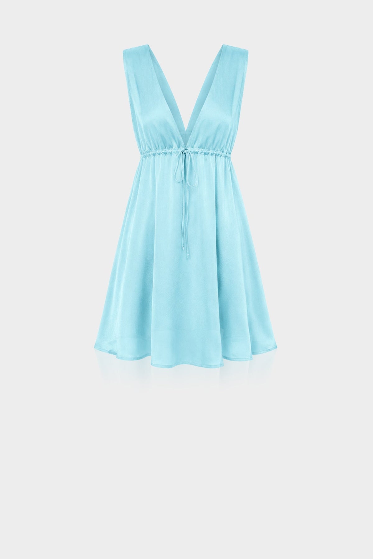 Aqua Blue Plunging V-Neck Dress