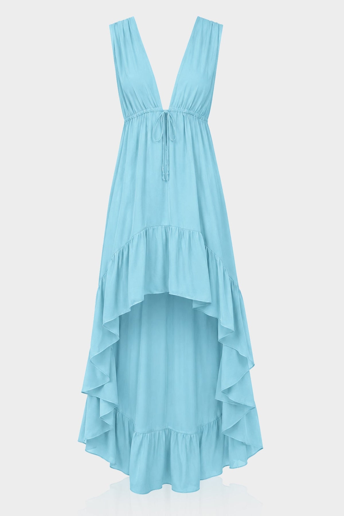 Aqua Blue Long Silk Dress