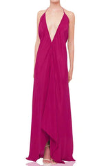 Designer Brown Maxi Handkerchief Dress