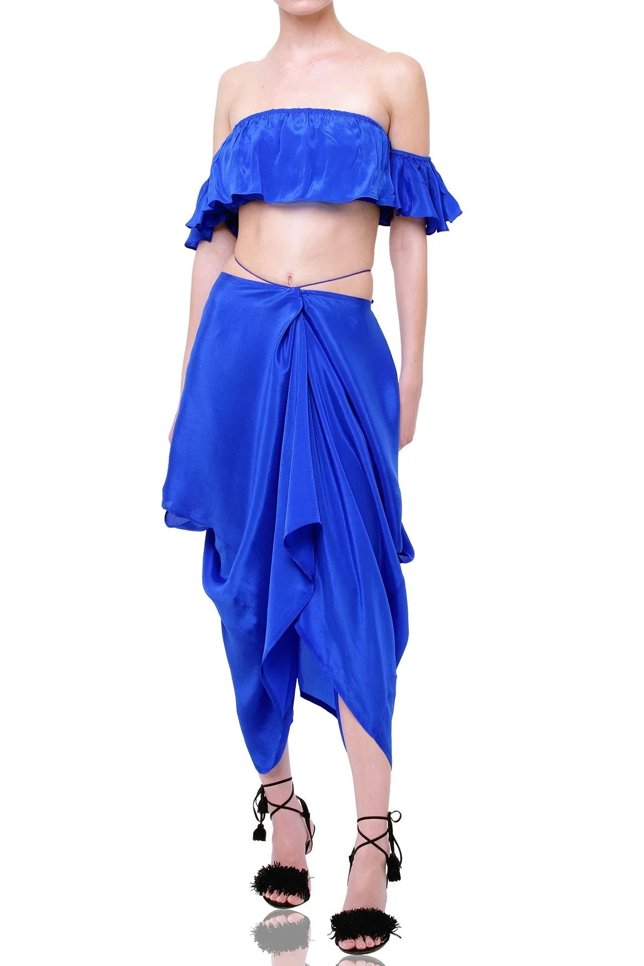 Cobalt Blue Silk Multiway Mini Kaftan Dress – Convertible Luxury for Modern Styling