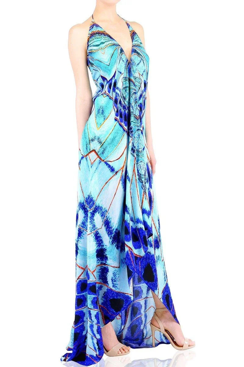 Annabella Butterfly Print Beach Maxi Dress