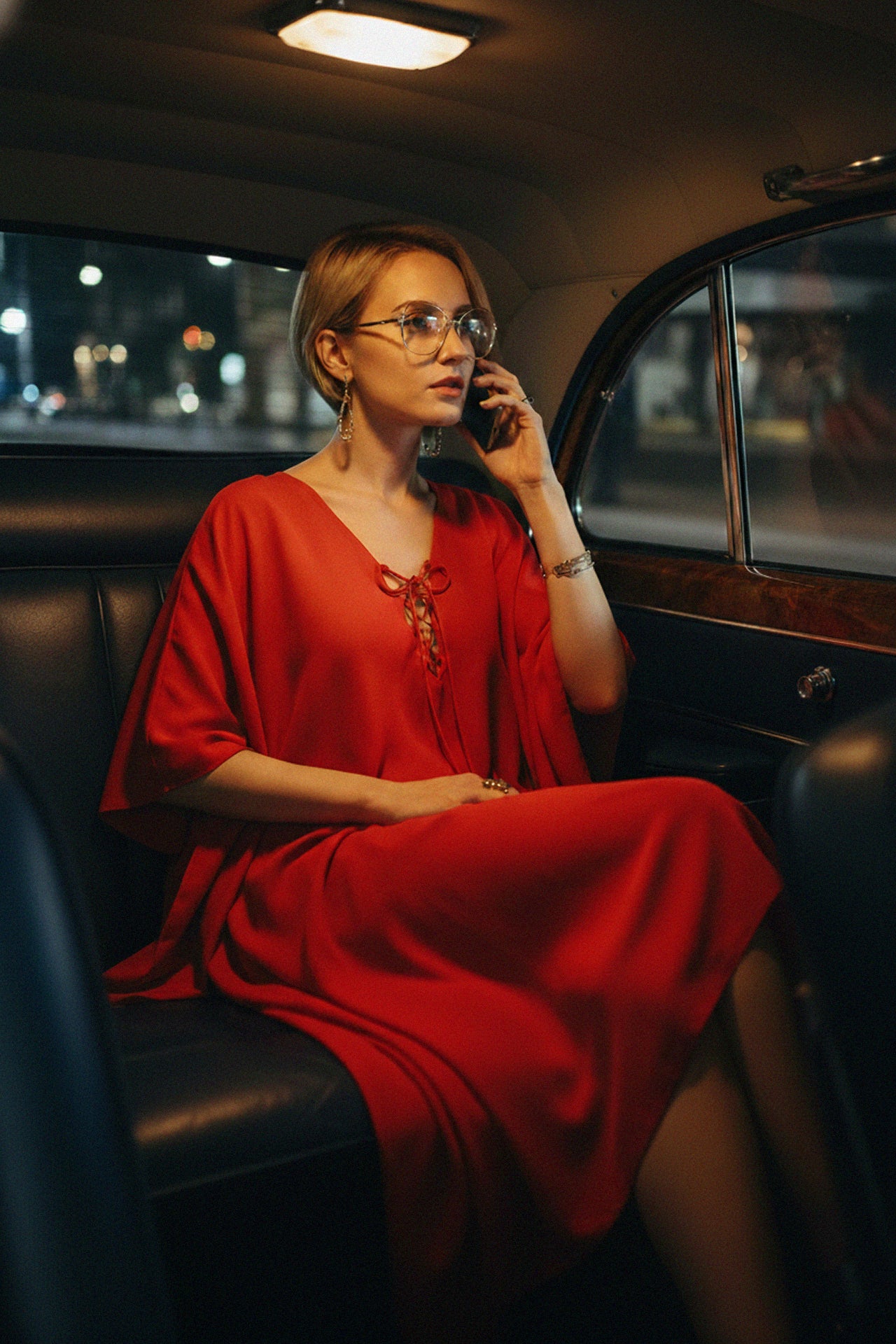 Cherry Red Silk Multiway Short Kaftan Dress