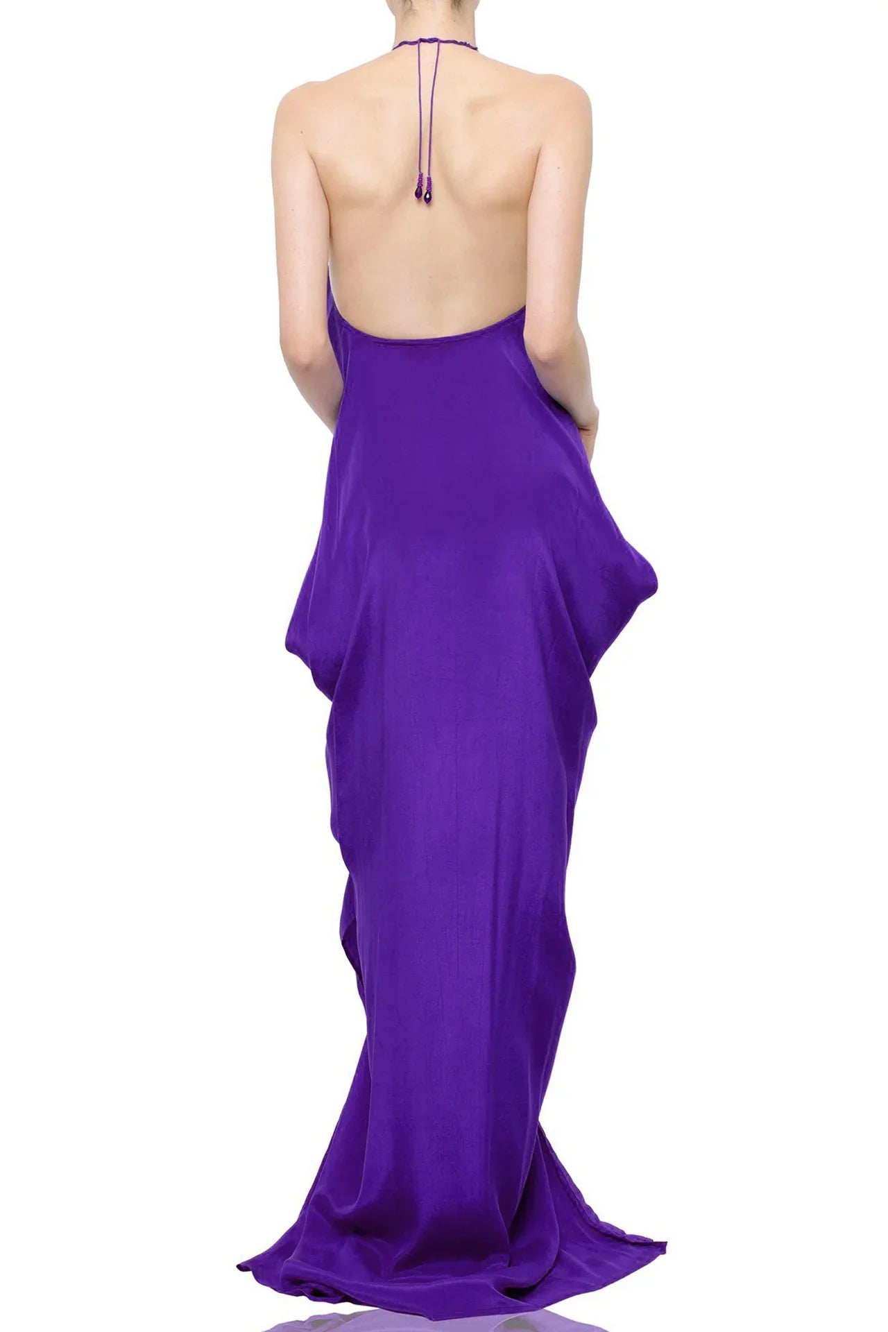 Dark Purple Lace-Up Kaftan Maxi Dress