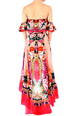 Coral Off Shoulder Ruffle Dress