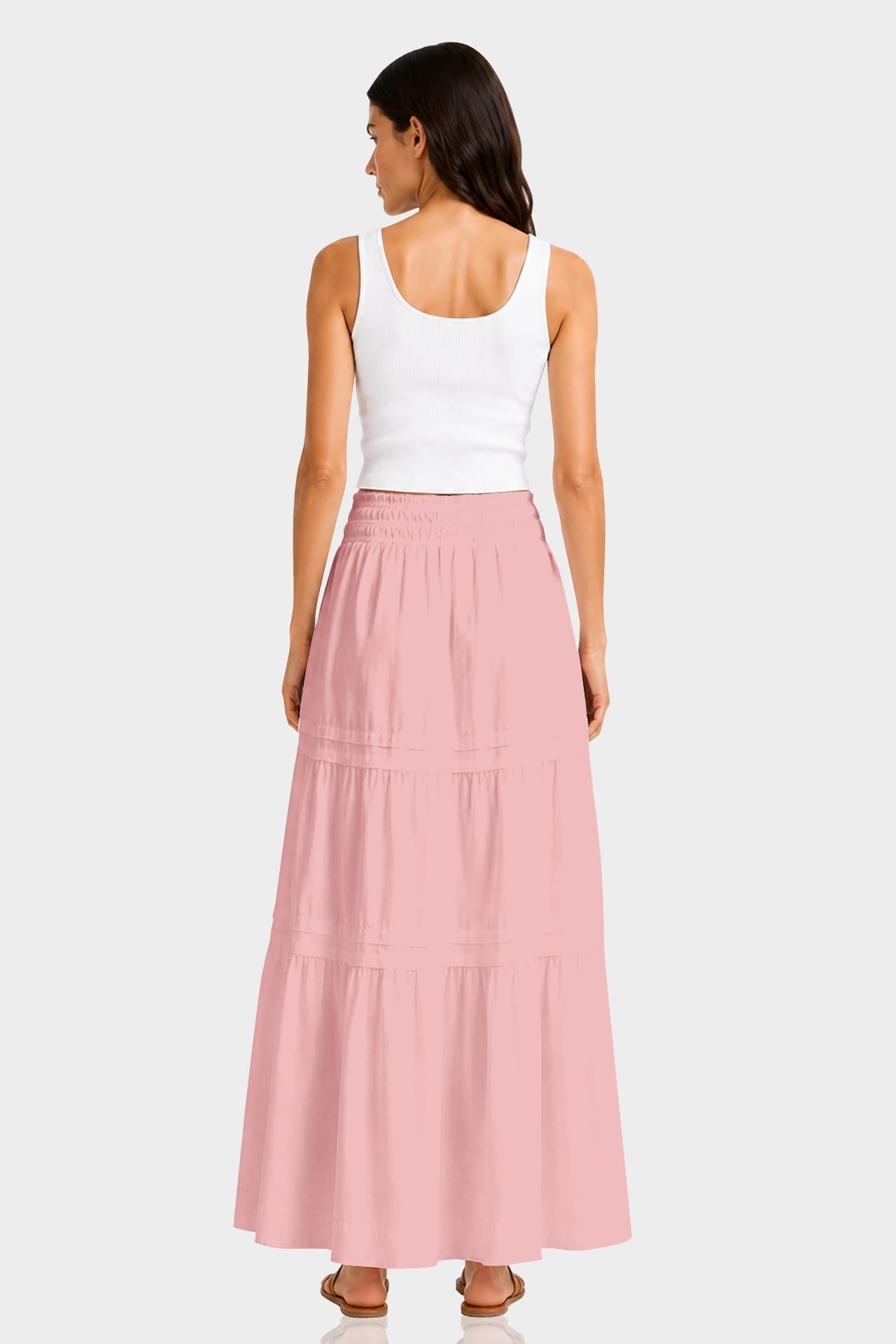 Breathable Cotton Maxi Skirt in Dusty Rose – Outdoor Brunch Outfit Skirt