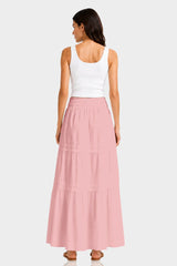 Breathable Cotton Maxi Skirt in Dusty Rose – Outdoor Brunch Outfit Skirt