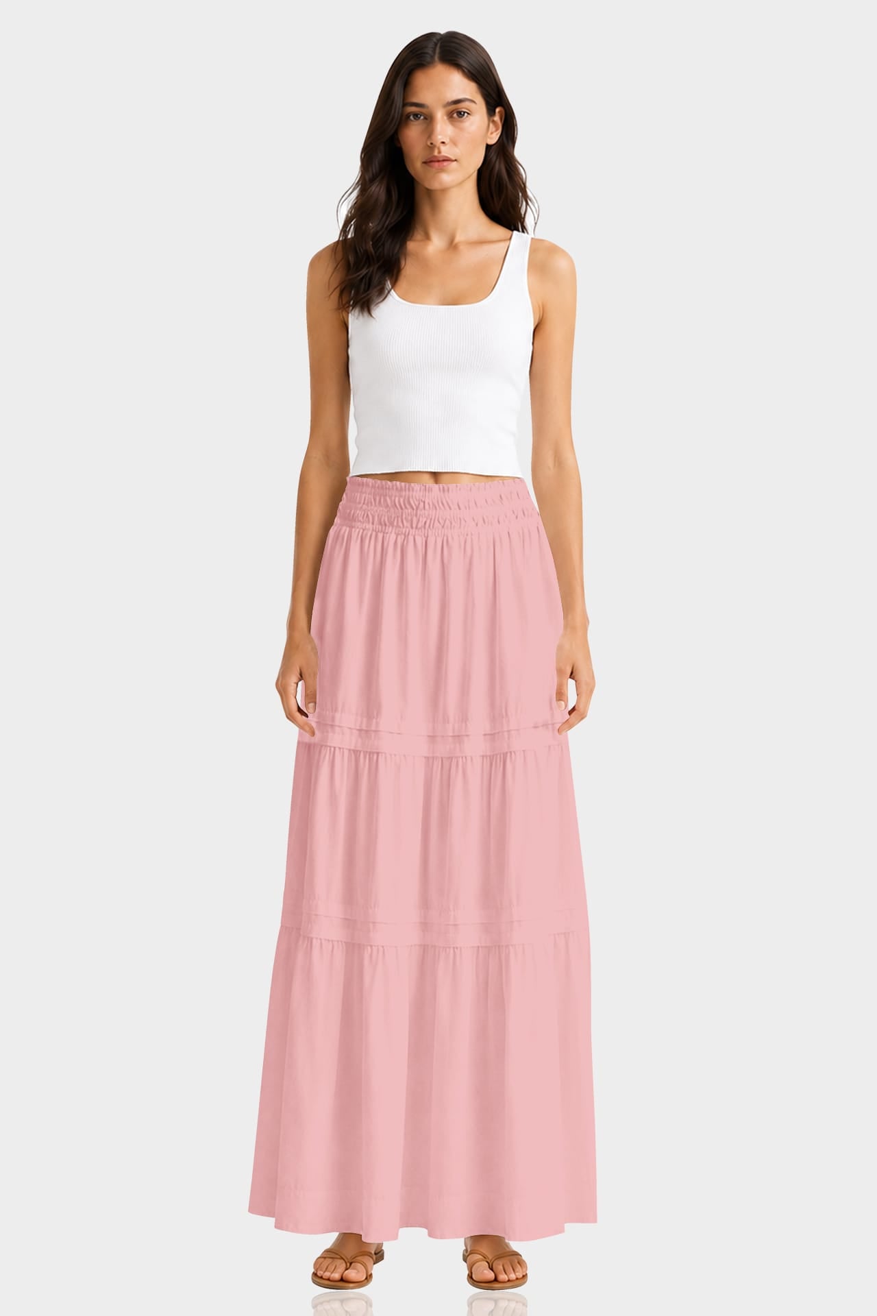 Breathable Cotton Maxi Skirt in Dusty Rose – Outdoor Brunch Outfit Skirt