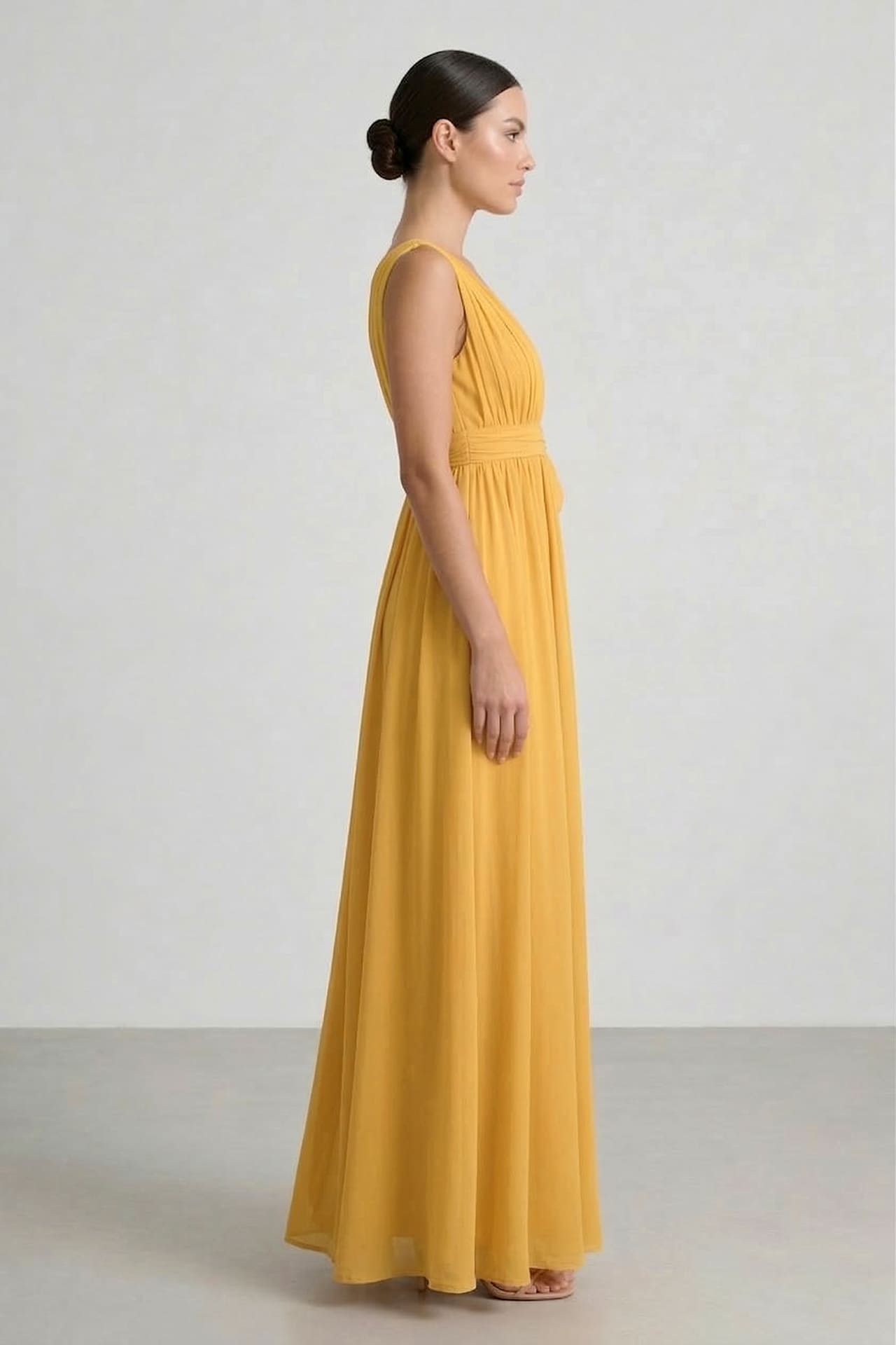 Butterscotch Heaven V-Neck Bridesmaid Dress – Elegant Maxi Gown