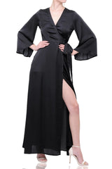 Caviar Black Wrap Maxi Dress