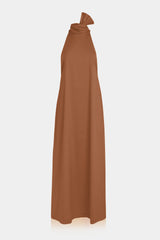 Brown High Neck Maxi Dress for Women