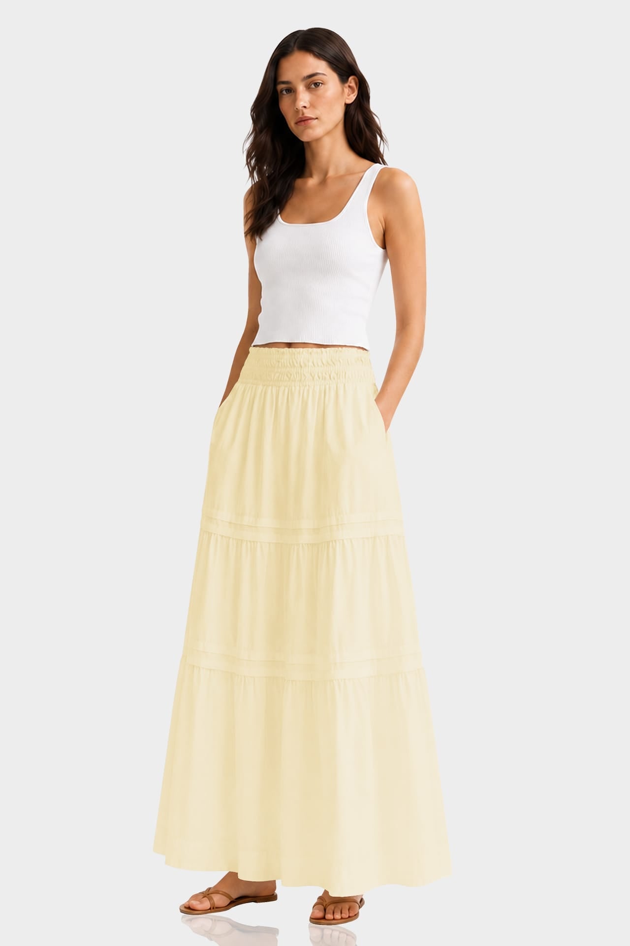 Champagne Everyday Cotton Maxi Skirt for Women – Casual Luxury Skirt