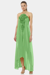 Designer Green Maxi Handkerchief Dress