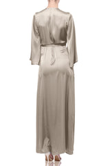 Champagne Taupe Wrap Maxi Dress – Best Flattering Wrap Dress for All Body Types Summer