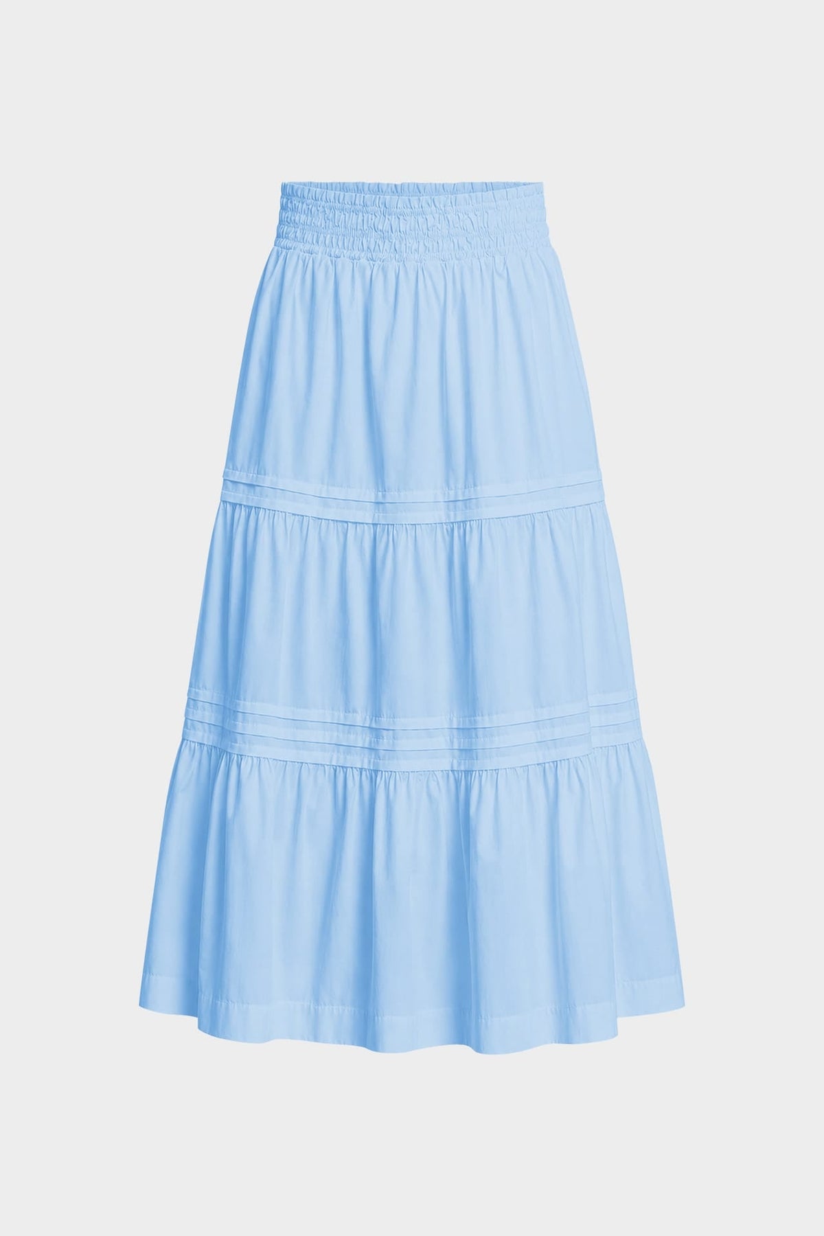 Sky Blue Luxury Cotton Tiered Maxi Skirt