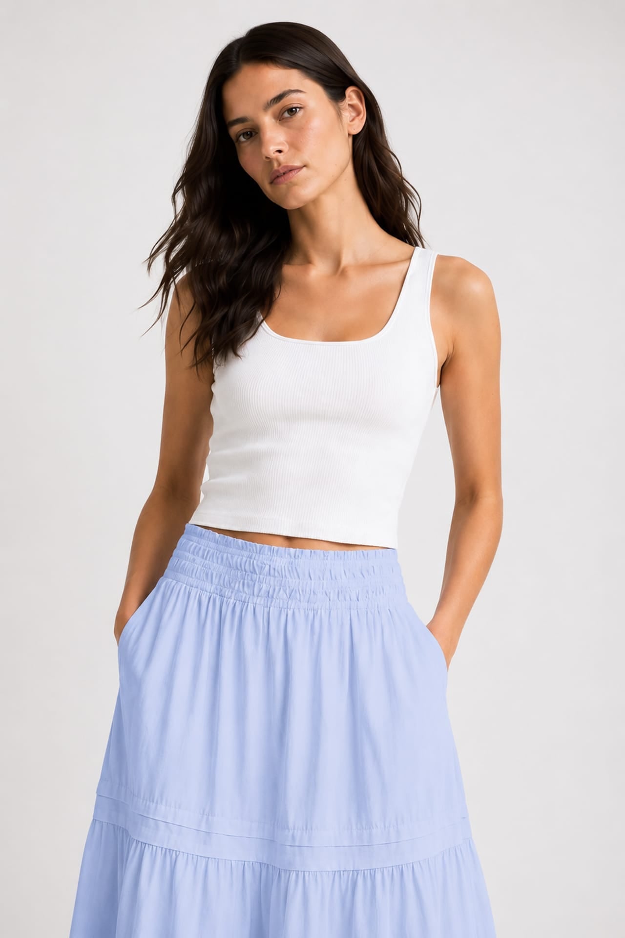 Premium Cotton Tiered Maxi Skirt – Resort Wear Maxi Skirt