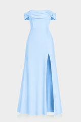 Luxury Sky Blue Matte Satin Convertible Bridesmaid Maxi Dress for Women
