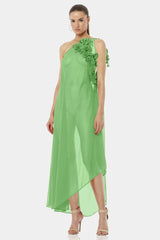 Designer Green Maxi Handkerchief Dress