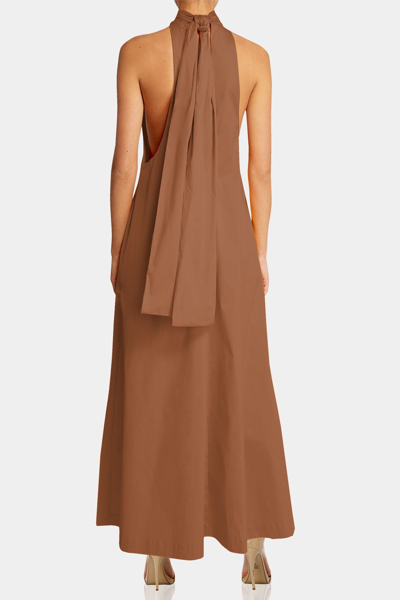 Brown High Neck Maxi Dress for Women