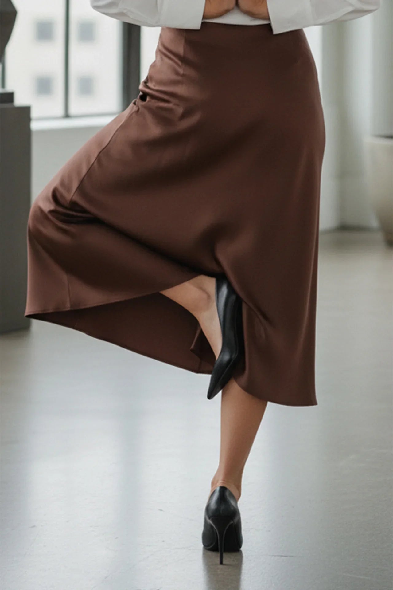 Designer Brown Full Length Skirt