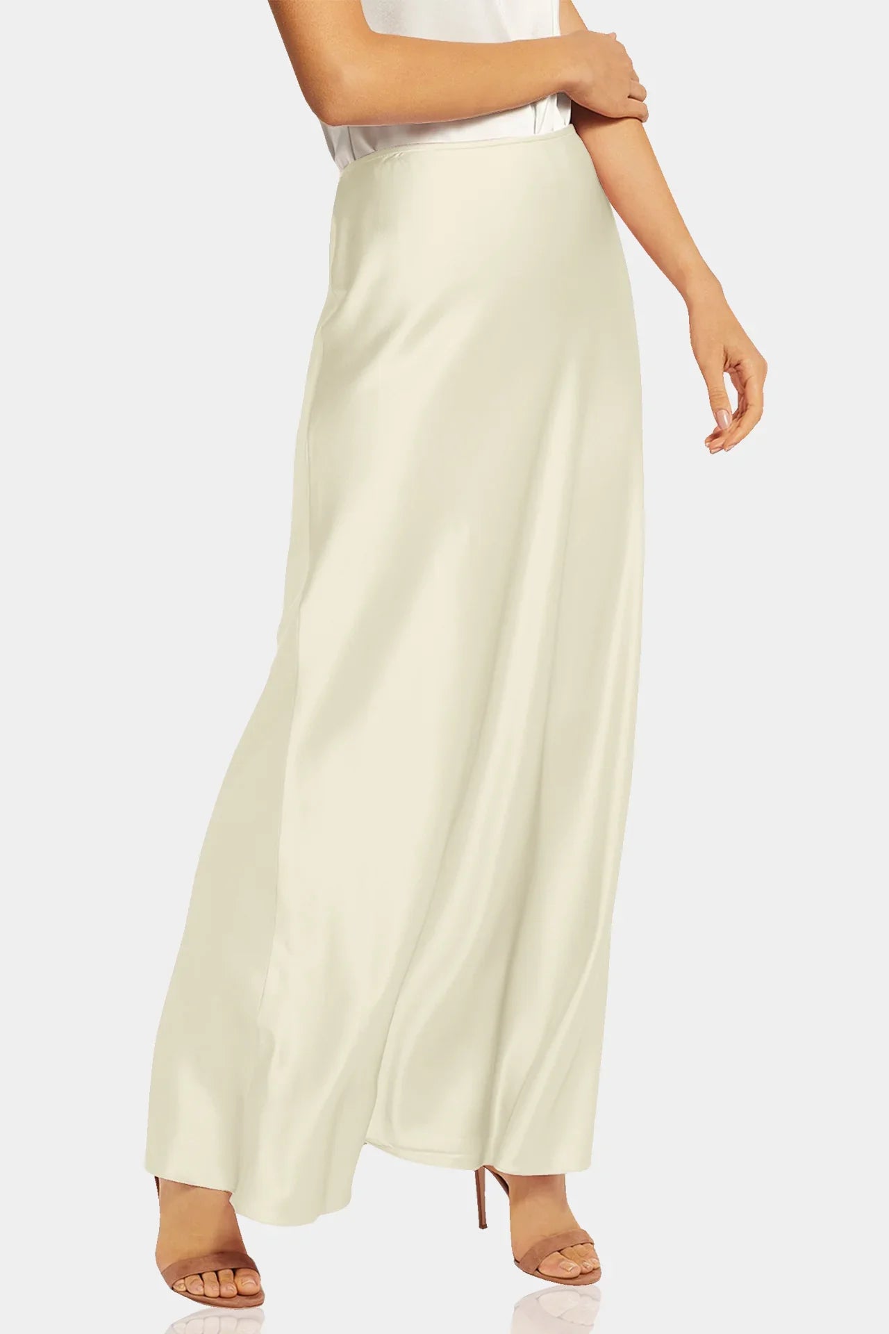 Designer Chalk Color Long Evening Skirts