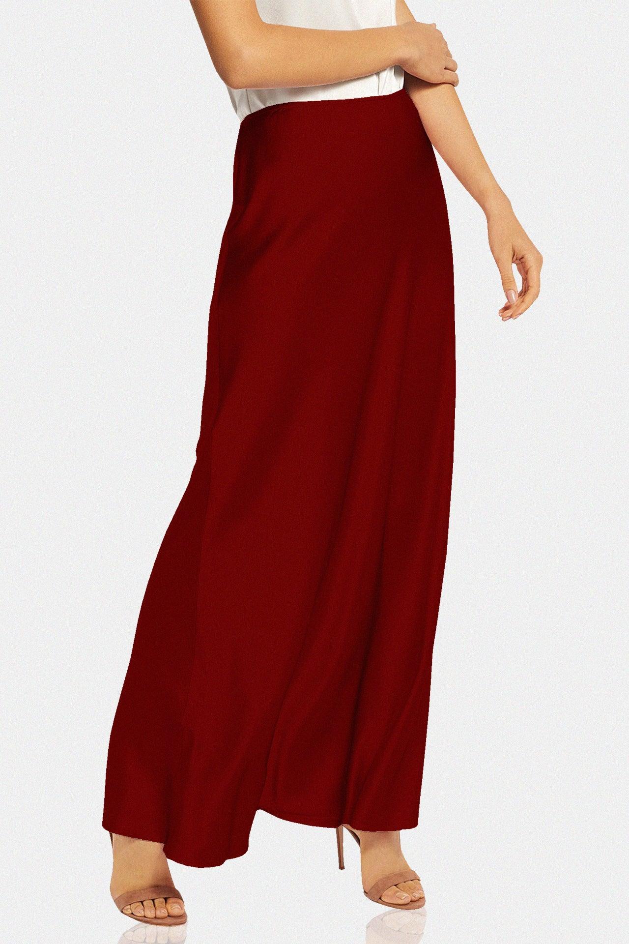 Designer Cranberry Juice Silk Maxi Skirt
